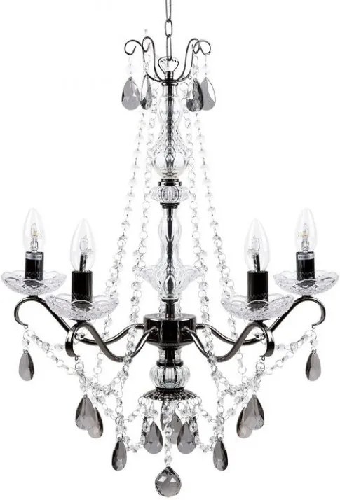 Candelabru Tieda cu 5 lumini din cristal, negru / transparent