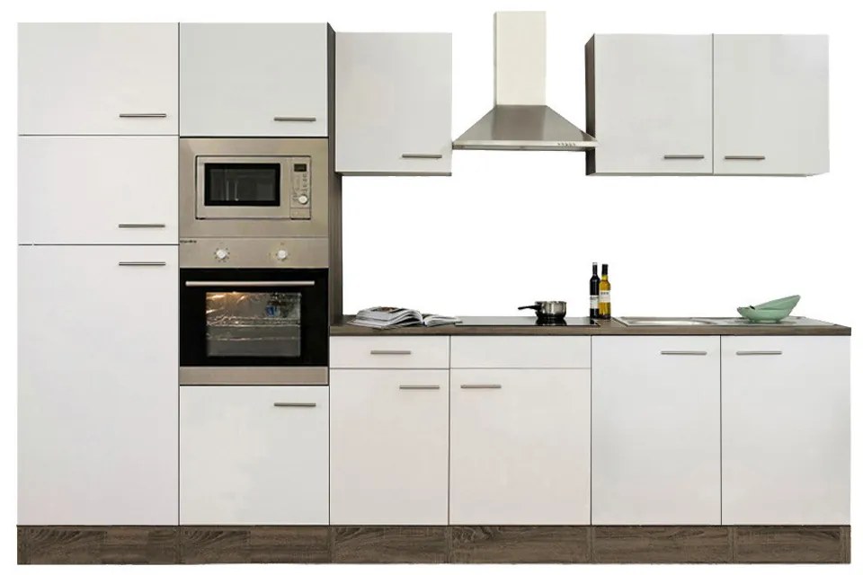 Mobilă de bucătărie Yorki 330, corp din stejar Yorki, cu față alb satinat