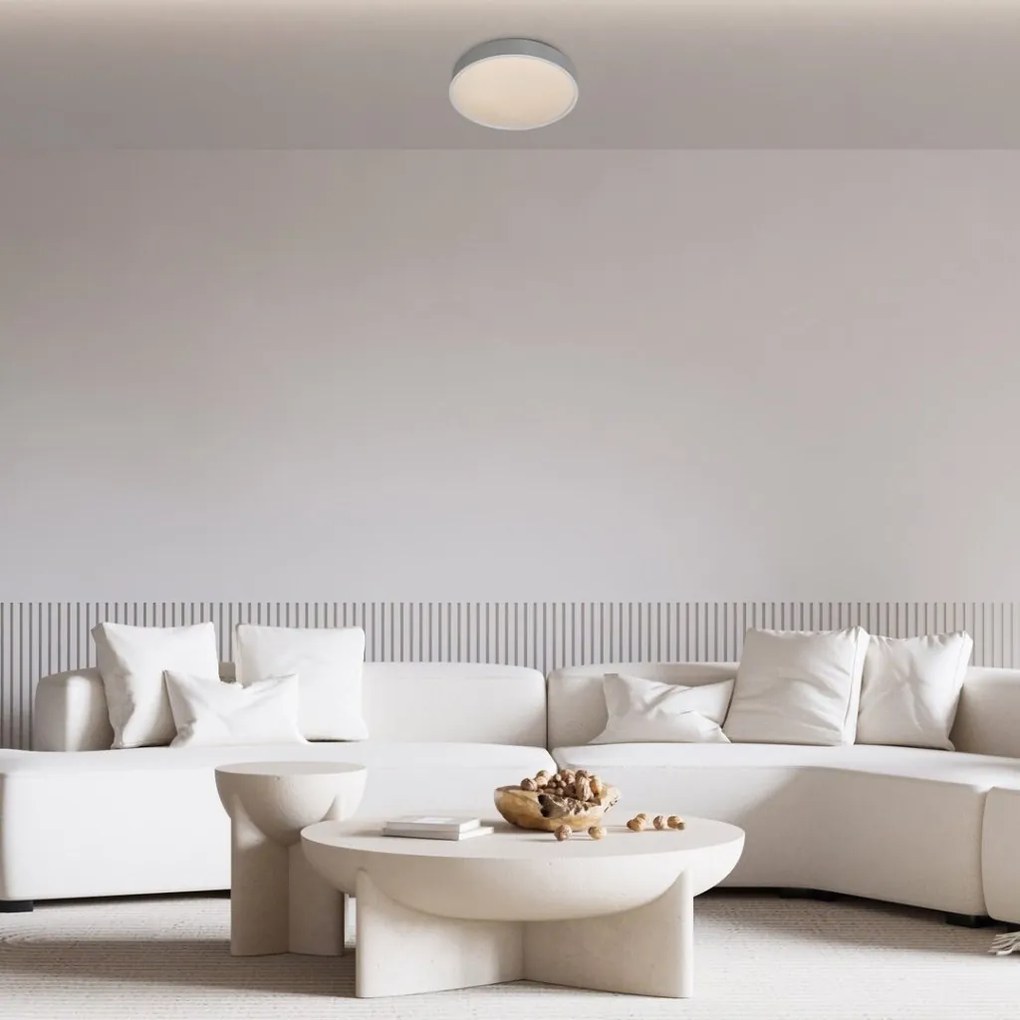 Plafoniera LED design modern Larcia IP44 argintiu, alb