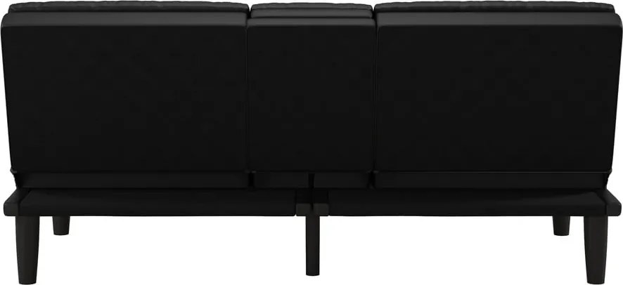 Canapea neagră extensibilă cu tapițerie din imitație de piele 191 cm Maine – Støraa