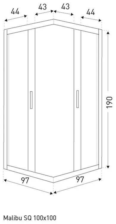 Malibu SQ 100x100 cabină de duș pătrată fără tavă de duș
