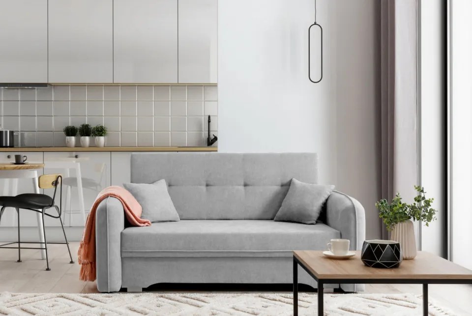 Canapea tapitata, extensibila, cu spatiu pentru depozitare, 155x75x105 cm, Laine 01, Eltap (Culoare: Maro / Poco 22)