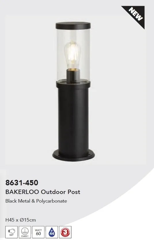 Stalp de exterior modern IP44 Bakerloo H-45cm
