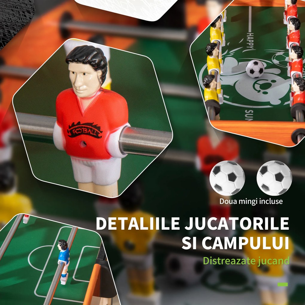 Masa de fotbal pentru adolescenti si copii, mini joc de fotbal de masa compact cu 2 mingi pentru casa, sala de jocuri HOMCOM | Aosom Romania