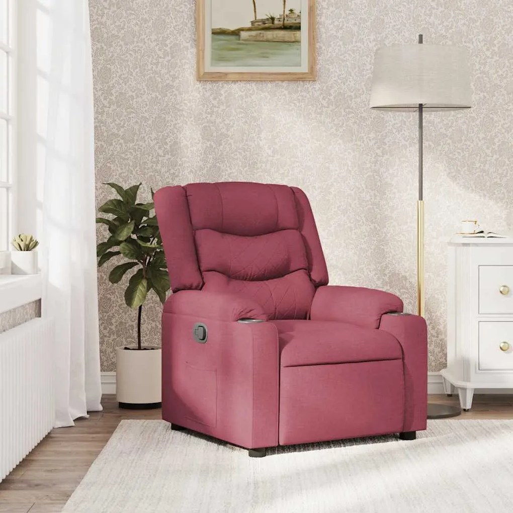 vidaXL Fotoliu rabatabil, roșu vin, material textil