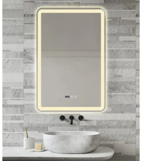 Oglindă Baie LED și Dezaburire Elit's Premium cu Senzor Touch, Lumina Rece, Caldă și Neutră, 60x90cm