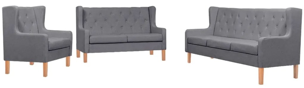 274935 vidaXL Set canapea, 3 piese, textil, Gri