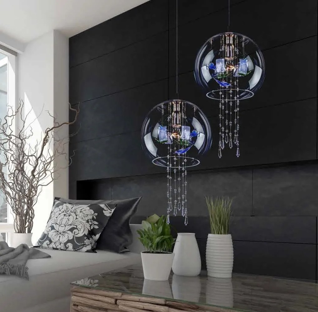 Lustra moderna Vision decorata cu fluturi si Cristal Bohemia Exclusive PAPILLON 02 – CH