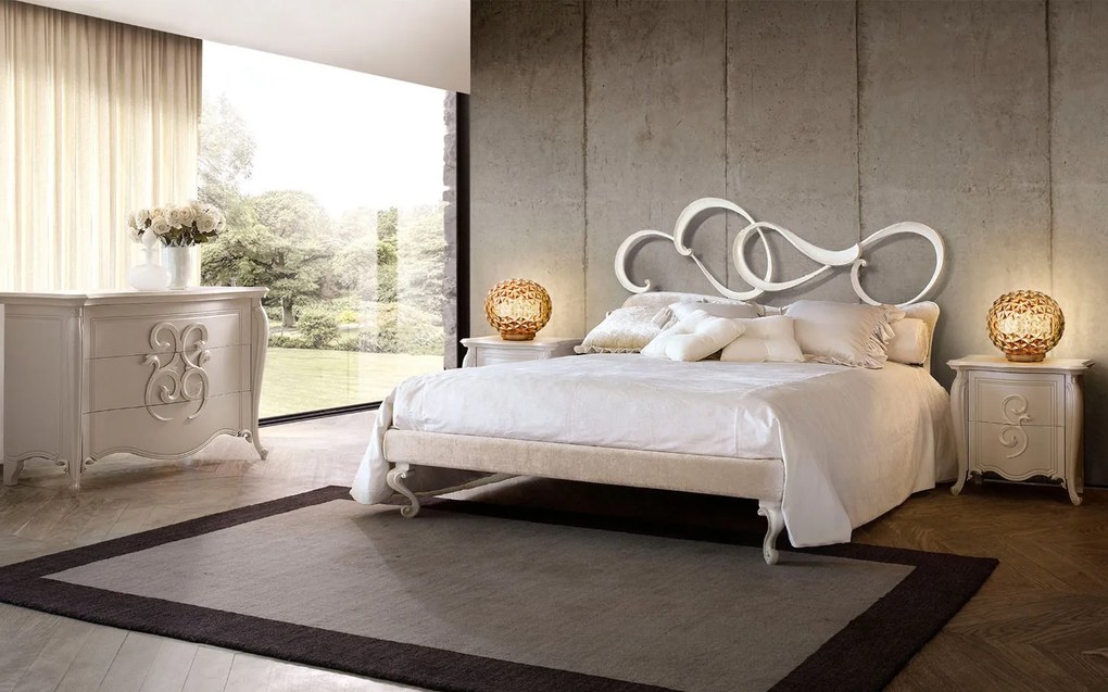 Pat lemn masiv Sandy – cu tablie metalica 160x200 / 180x200 cm - 180x200