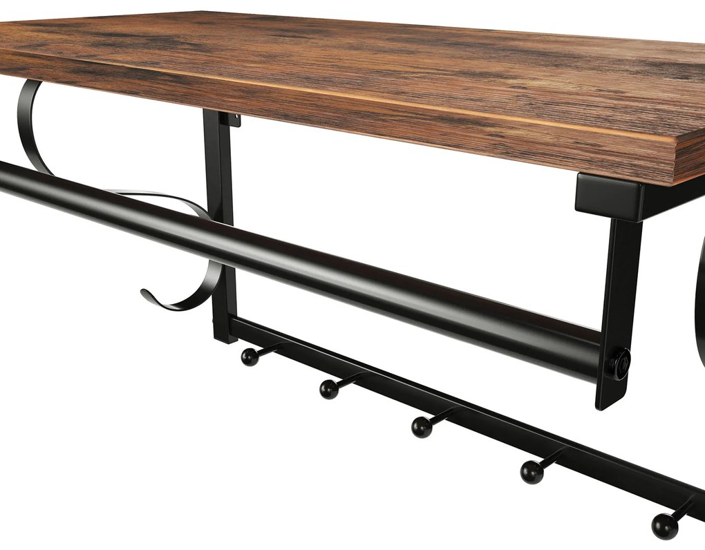 Cuier de perete HENRY, 60x30x32cm, negru/maro Vasagle