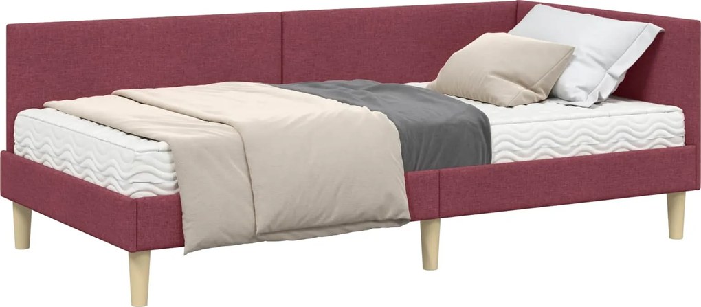 vidaXL Cadru de pat colțar cu saltea Altele Manual 2 pcs Gri țesătură