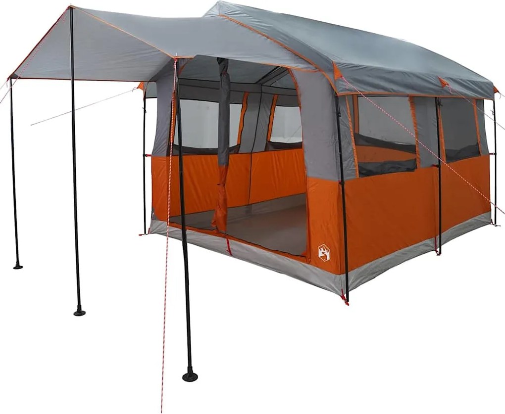 vidaXL Cort de familie pentru 4 persoane cu acoperiș Gri și Portocalie