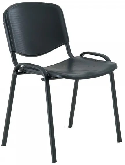 Scaun de conferinta din plastic ISO - picioare negre, negru