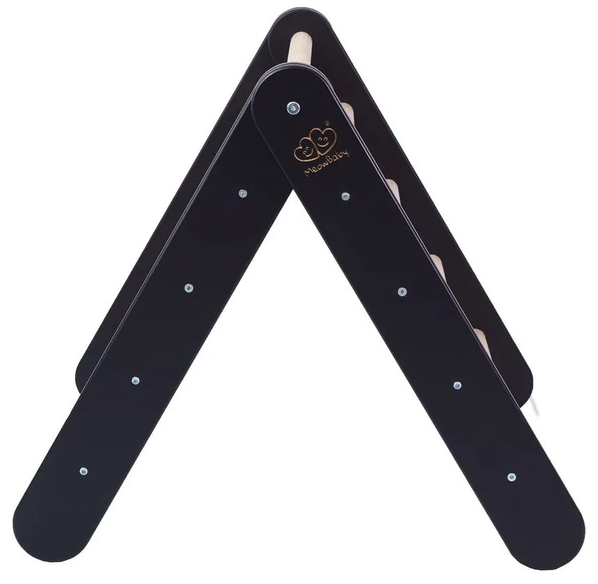 Triunghi Pikler de cățărat negru din lemn de pin 60x60x60 cm Montessori – Meowbaby