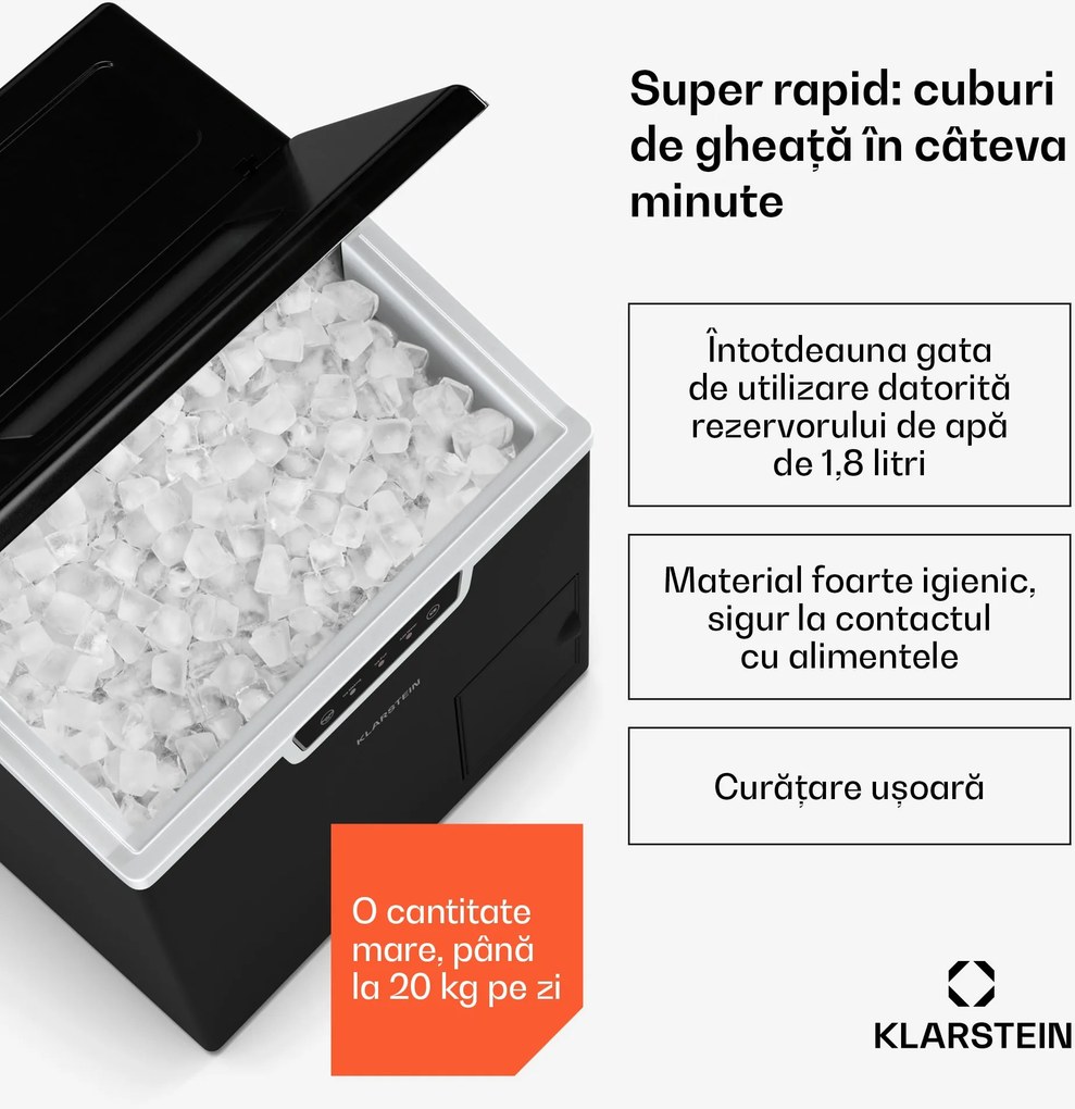 Klarstein Producator industrial de cuburi de gheata Icefestival Bullet, 400W, 3 litri, 20kg/24h