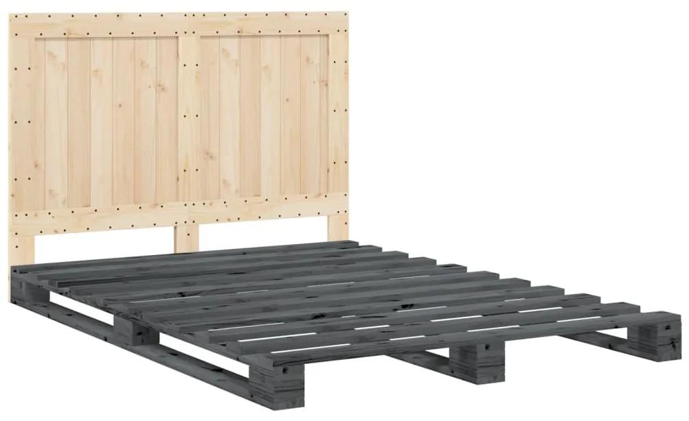 3281547 vidaXL Cadru de pat cu tăblie, gri, 160x200 cm, lemn masiv de pin