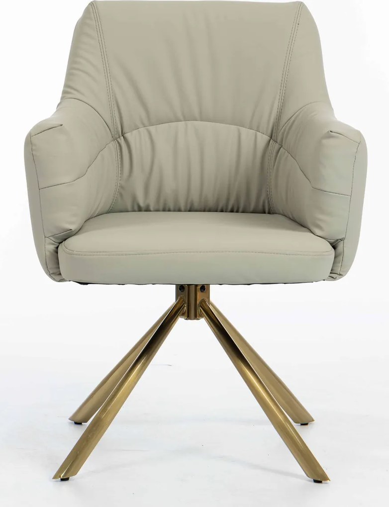 HR840 BAZĂ STEA Scaun Culoarea Inului Piele Ecologica Premium Soft cu Bază Aurie