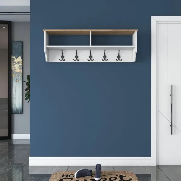 Cuier de perete RANI 120x37,2 cm alb/bej