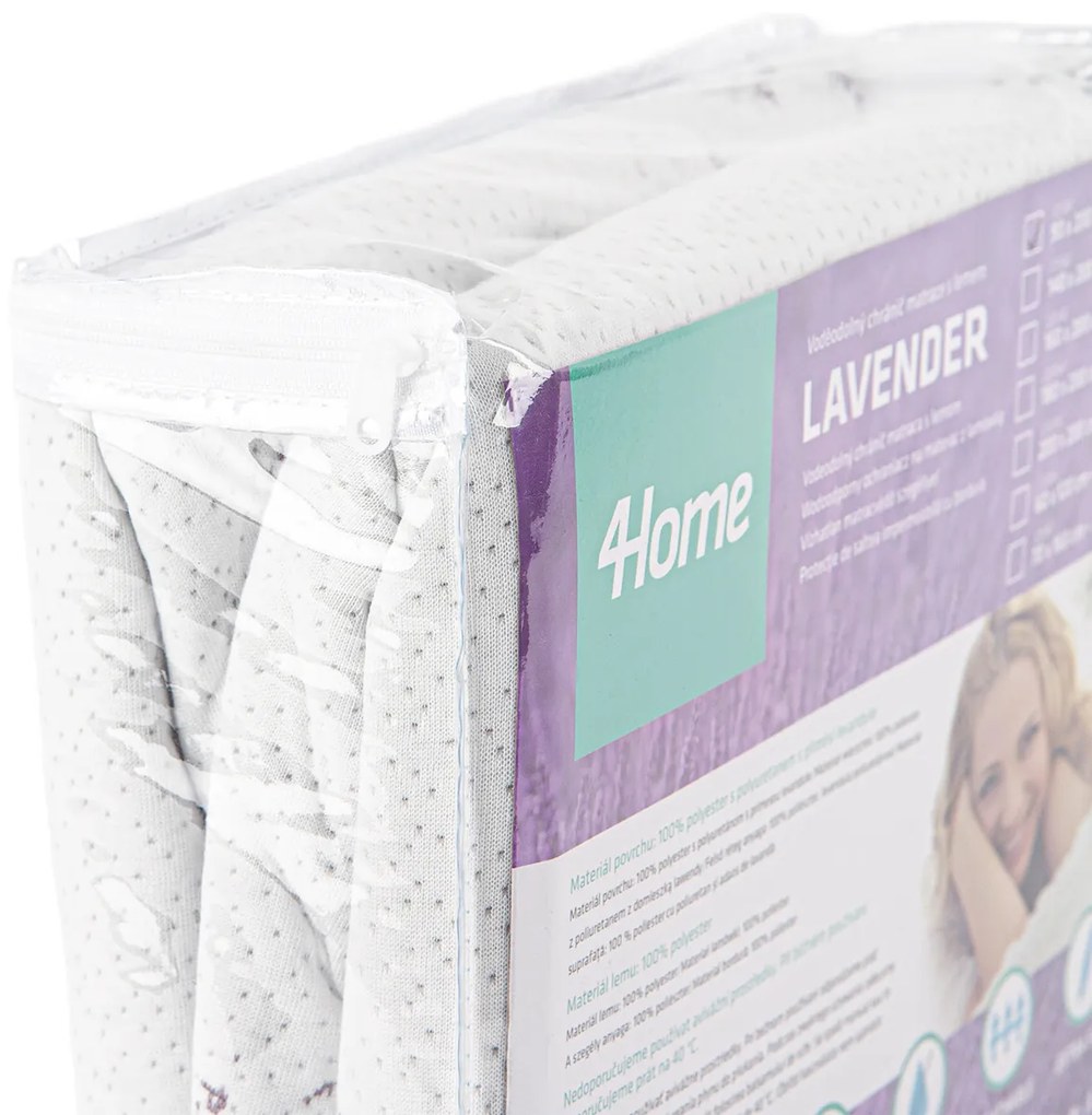 Protecție saltea 4Home Lavender cu elastic, 180 x 200 cm, 180 x 200 cm