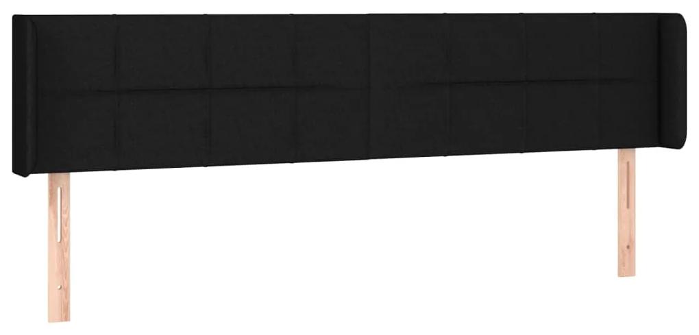 3118784 vidaXL Tăblie de pat cu aripioare negru 183x16x78/88 cm textil