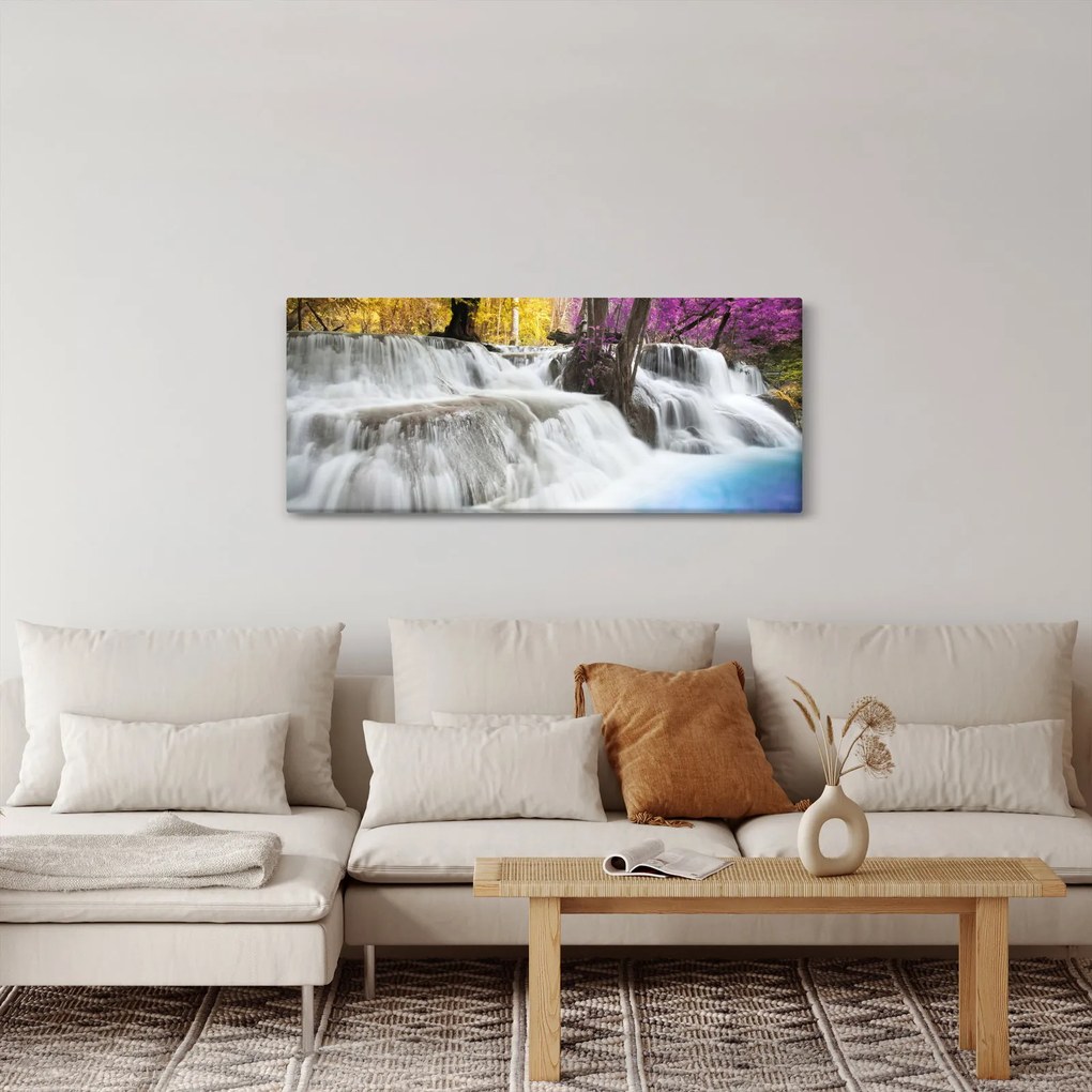 Tablou cu Erawan cascadă în pădure (120x50 cm)