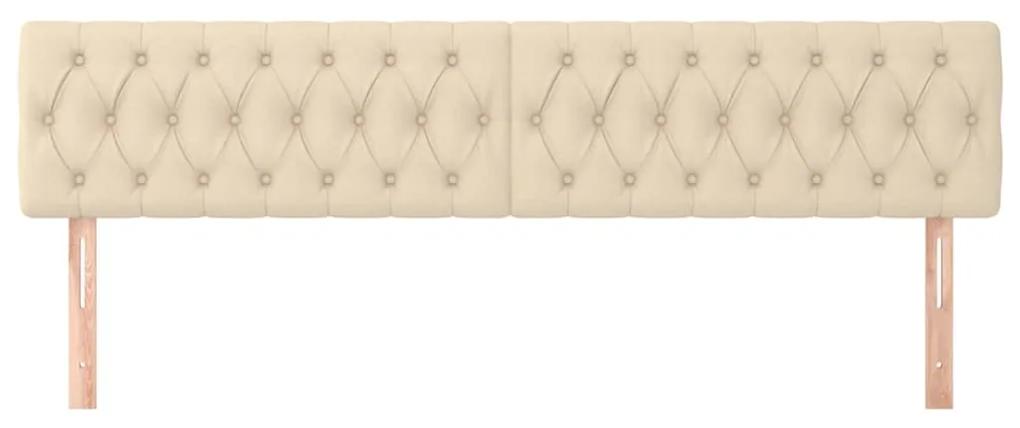 Tablii de pat, 2 buc, crem, 100x7x78 88 cm, textil 2, Crem, 200 x 7 x 78 88 cm