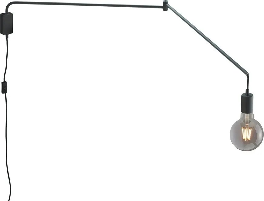 Aplică de perete negru-mat cu structură flexibilă cu alimentare la priză Line – Trio