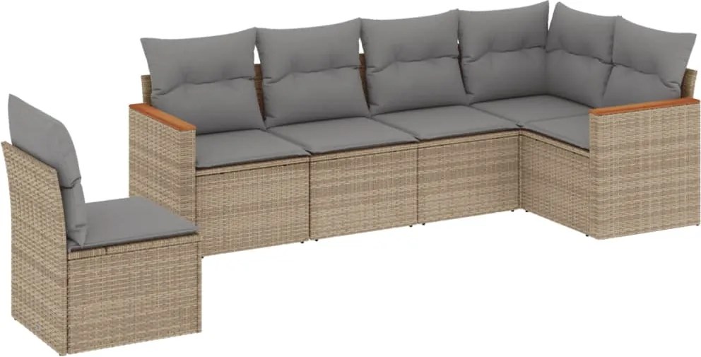 vidaXL Set canapele de grădină, 6 piese, cu perne, bej, poliratan