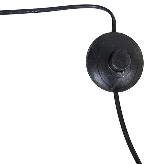 Lampă de podea din alamă cu bază din marmură neagră cu abajur din alamă - XXL