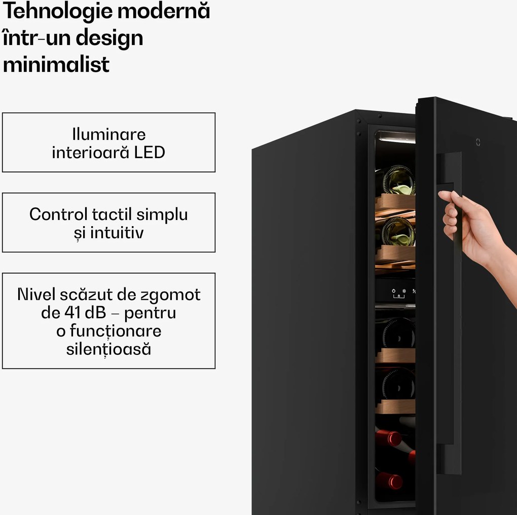 Klarstein Frigider pentru vinuri Velaire sub blat, modern, elegant, protecție UV, zonă dublă, 17 sticle