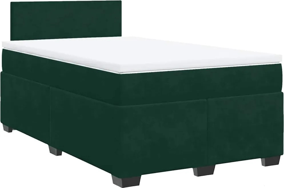vidaXL Pat box spring cu saltea, verde închis, 120x190 cm, catifea