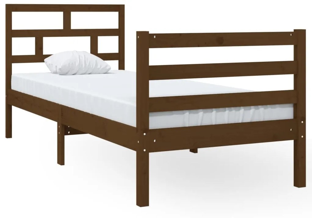 3101246 vidaXL Cadru de pat Small Single 2FT6 maro miere, 75x190 cm lemn masiv