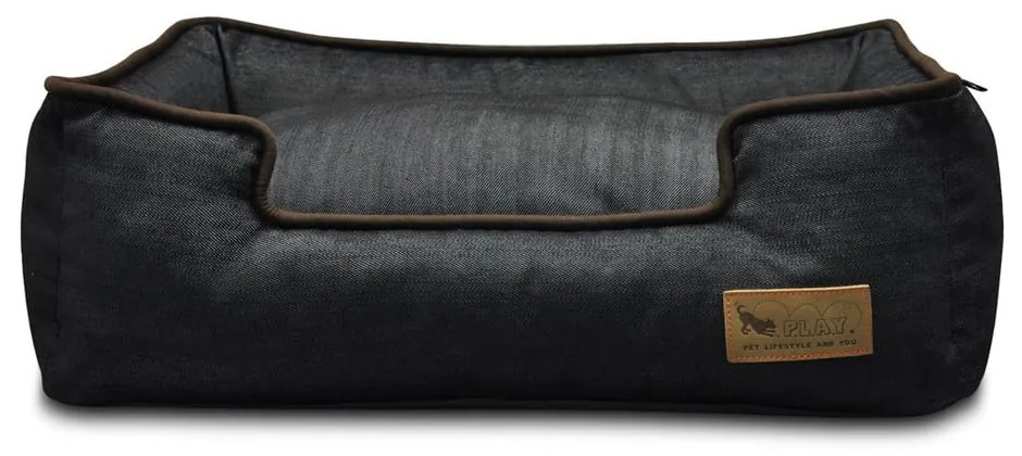 Pat pentru animale de companie albastru închis pentru câini 100x75 cm Lounge Bed Denim Medieval Blue / Dark Chocolate L – P.L.A.Y.