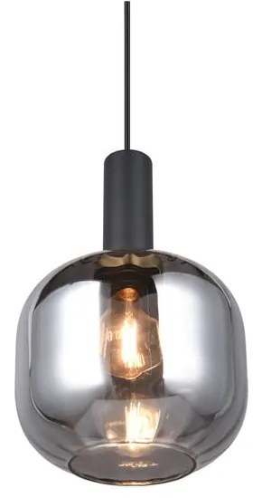 Lustră neagră cu abajur din sticlă ø 20 cm Diva – Trio