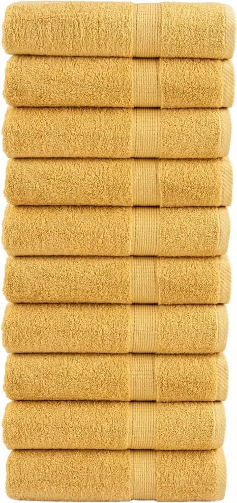 vidaXL Prosoape de baie premium, SOLUND 10 buc auriu 100x150cm 600gsm