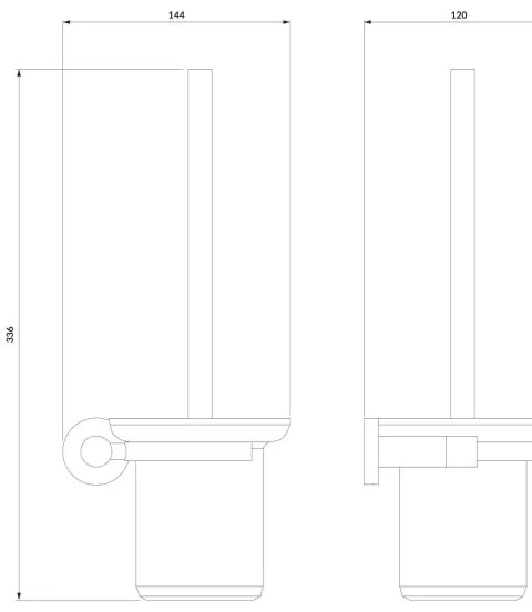 Perie de toaletă de perete OMNIRES MP60620BL MODERN PROJECT negru mat