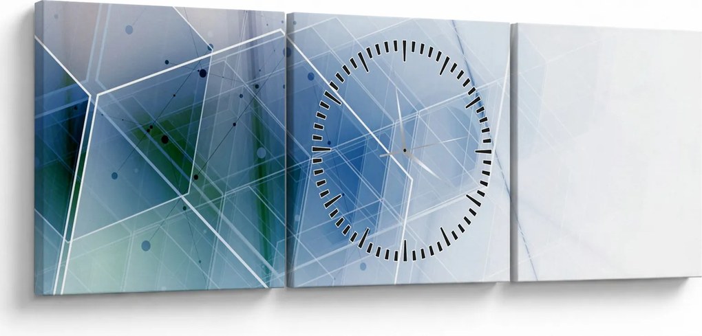 Tablou - Figuri geometrice (cu ceas) (90x30 cm)
