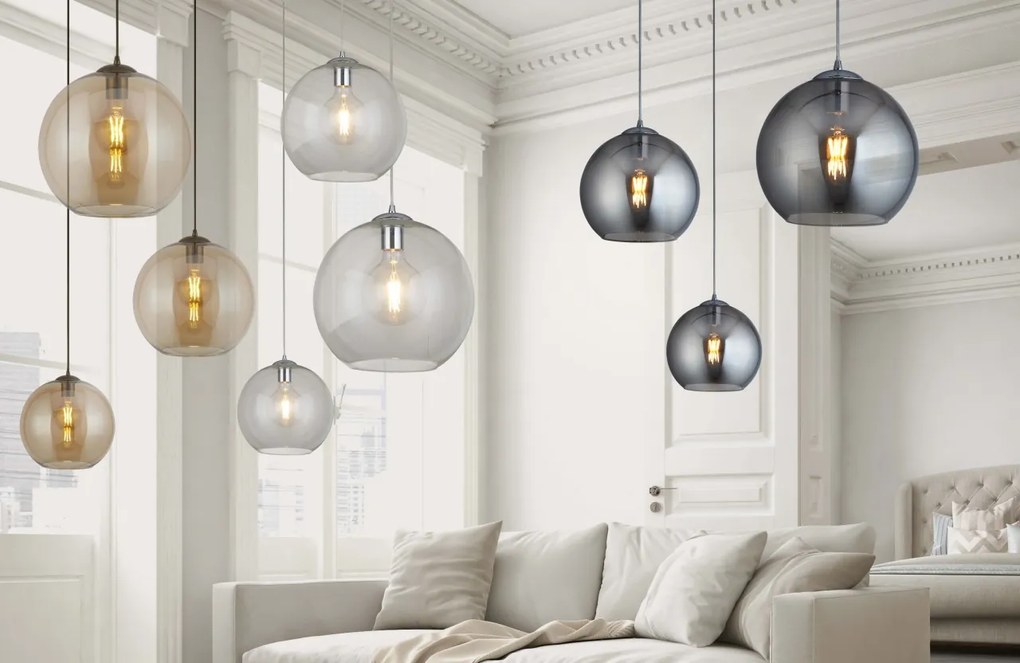 Lustra / Pendul design modern 30cm Balls crom / fumuriu 1632SM SRT