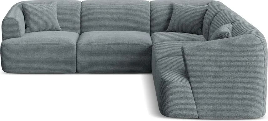 Colțar gri închis cu tapițerie din catifea reiată Campi – Cosmopolitan Design