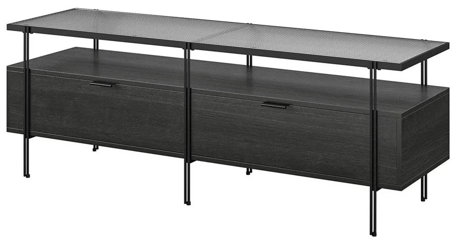 Comodă TV neagră cu aspect de stejar 140x50 cm Wainwright - Queer Eye