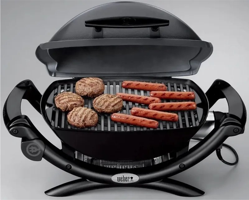 Gratar electric Weber Q1400 WB 52020079, 2200 W, 43x32 cm, Carcasa aluminiu turnat, Tava grasimi, Gri