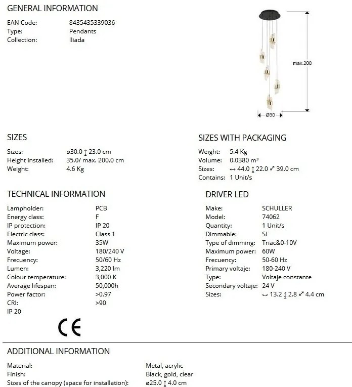 Lustra LED suspendata design elegant Iliada 5L