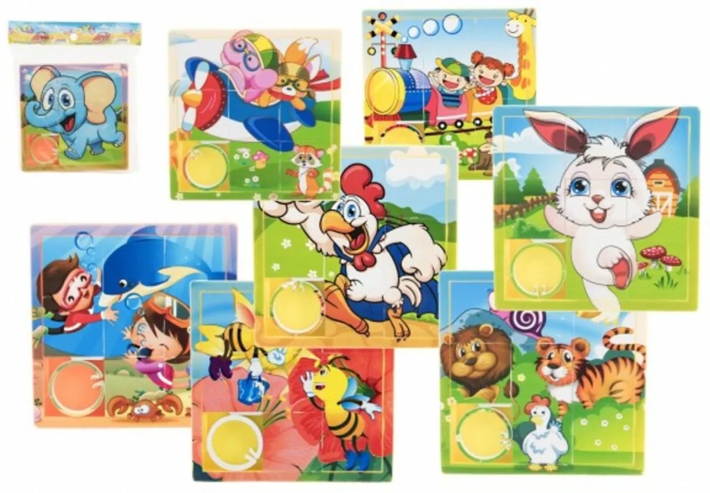 Puzzle cu glisor animal de companie plastic 10cm asst mix specii într-o pungă