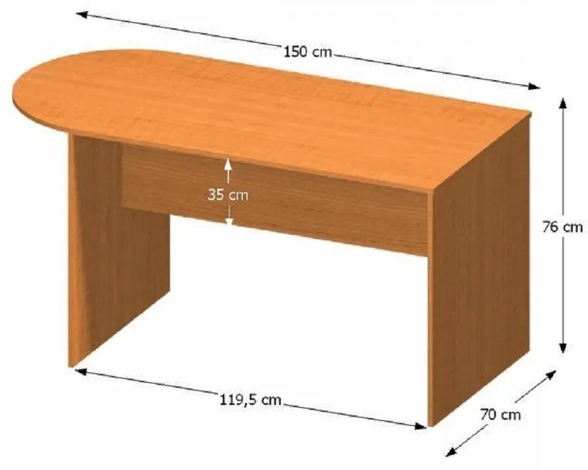 Birou cu extensie laterala 150, cires, TEMPO ASISTENT NEW 022