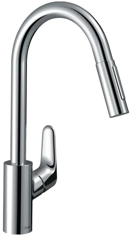 Baterie de bucatarie, Hansgrohe, Focus M41 240, monocomanda cu pipa extractibila, crom