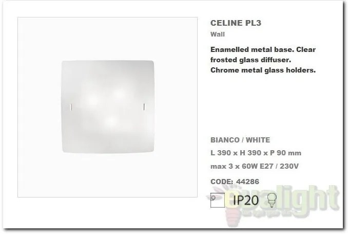Aplica de perete,Plafonier dim. 39x39cm CELINE PL3 044286