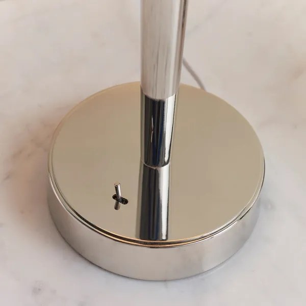 Lampă de masă cu port USB Endon 72175 SYON 1xE14/40W/230V crom lucios/bej