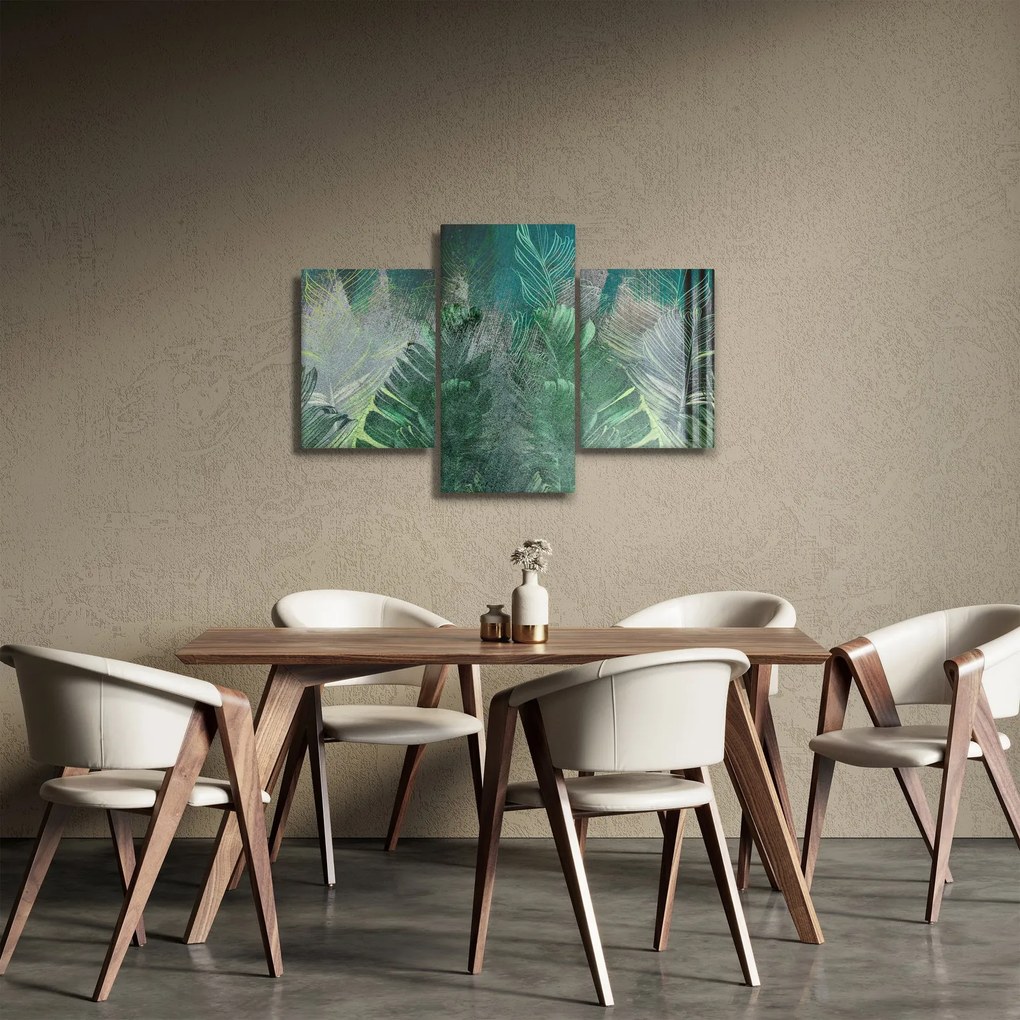 Tablou - Textura de beton cu frunze (90x60 cm)