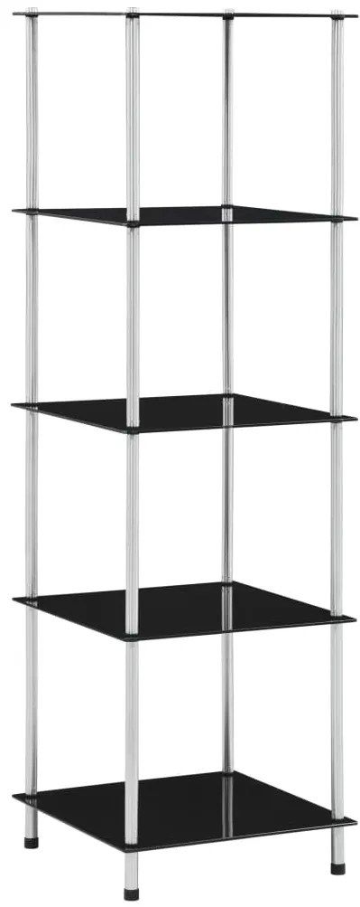 vidaXL Raft cu 5 niveluri, negru, 40 x 40 x 130 cm, sticlă securizată
