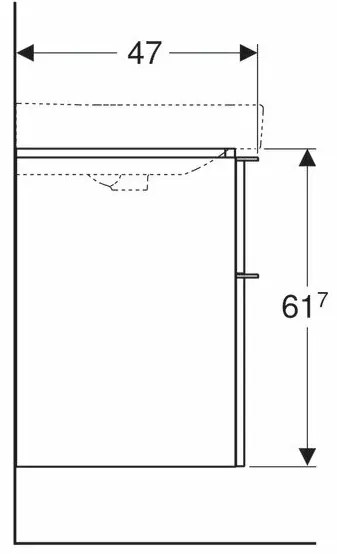 Dulap baza pentru lavoar suspendat Geberit Smyle Square nuc 2 sertare 59 cm